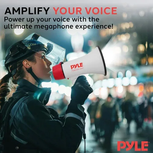 Miniatura 6 de Pyle 30W Megaphone Bullhorn with Built-in Siren, LED Lights, Adjustable Volume Control, 800-Yard Range, Lightweight & Portable - Ideal for Football