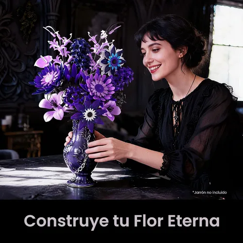 Miniatura 2 de Juego de construcción de ramos de flores de dalia para adultos, regalos para mujeres, novia, esposa, mamá, colección botánica gótica, floral Morado
