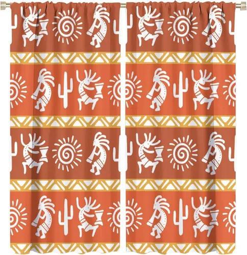 Miniatura 21 de Kokopelli - Cortinas opacas para cocina, decoración de sala de estar, dormitorio, 21 x 45 pulgadas, 2 paneles