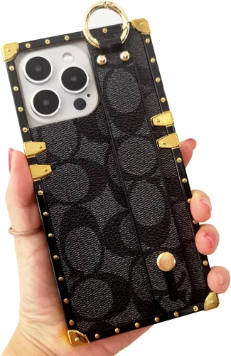 Miniatura 18 de Funda Rectangular de Cuero de Lujo para Teléfono Diseñada para Samsung Galaxy S23 Ultra Funda Linda con Correa de Muñeca Anti Caídas Protectora