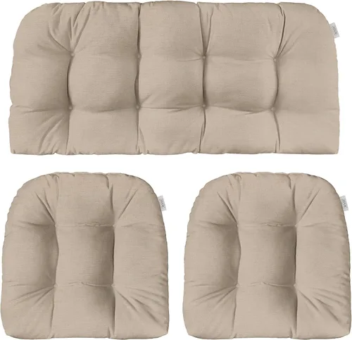 Miniatura 20 de RSH DECOR: Sunbrella - Juego de 3 cojines de mimbre copetudos 41 x 19 pulgadas y 19 x 19 pulgadas Fabricado con tela de rendimiento Sunbrella