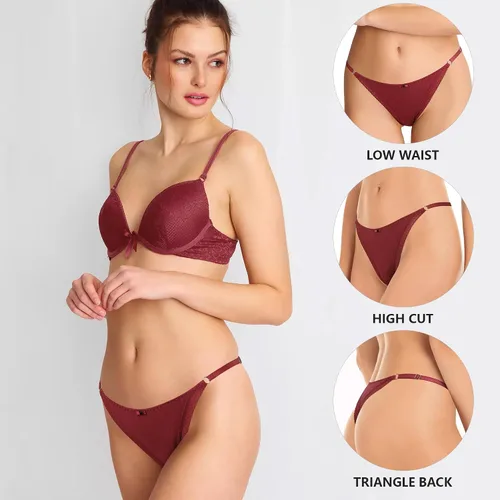 Miniatura 2 de Aijolen Tanga de algodón para mujer, ropa interior ajustable para mujer, bragas de cintura baja para mujer, no se ven