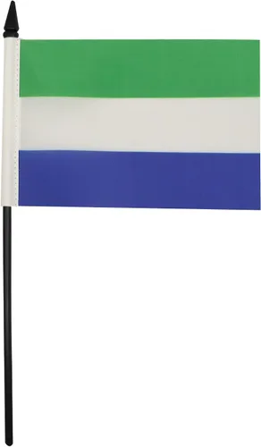 Miniatura 227 de AZ FLAG Sierra Leone Bandera de mesa 5'' x 8'' - Bandera de escritorio de Sierra Leona 21 x 14 cm - Bastón y base de plástico negro