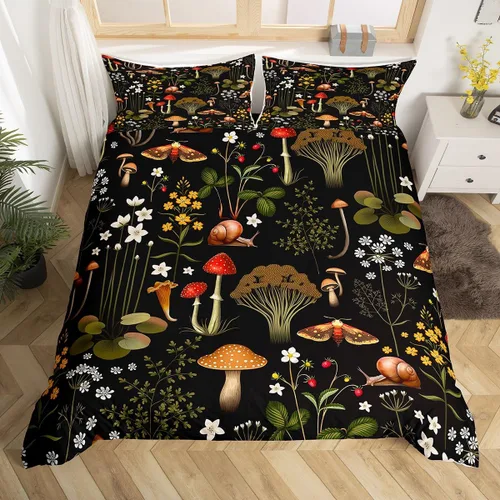 Miniatura 12 de Erosebridal Juego de ropa de cama con diseño de mariposas y flores azules, tamaño individual, funda de edredón floral de acuarela para niños