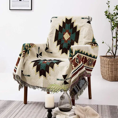 Manta Southwest de estilo bohemio, manta decorativa azteca para sofá, silla, sillón reclinable, cama, mantas y mantas mexicanas bohemias de 50 x 70