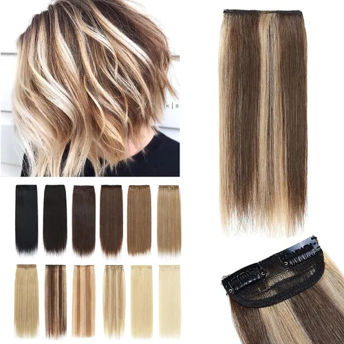 Miniatura 34 de SEGO 2 extensiones de cabello corto con clip de 4 pulgadas, 0.56 oz, 100% cabello humano para mujeres con cabello adelgazante que añade volumen