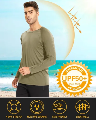 Miniatura 161 de MAGCOMSEN Camisas de manga larga para hombre, protección solar UPF 50+, camisetas atléticas para senderismo, correr, entrenamiento, protección