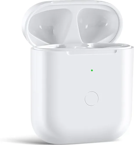 Funda de carga inalámbrica compatible con AirPod 2 1, funda de cargador de Air Pod de repuesto con botón de sincronización de emparejamiento Blanco