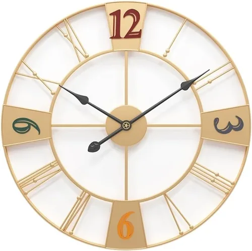 Miniatura 3 de Reloj de pared silencioso redondo de metal creativo, funciona con pilas, fácil de leer, para dormitorio, sala de estar, pared (negro, 19.7 x 19.7 in)