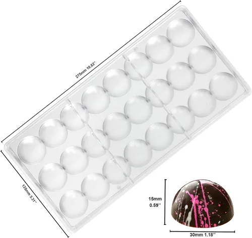 Miniatura 4 de Funshowcase Rosa, corazón, cúpula, diamante, forma ovalada molde de chocolate de plástico 6 piezas Set tamaño de mordida