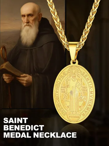 Miniatura 226 de U7 Saint Benedict/Michael Medal Necklace, 316L Stainless Steel Virgin Mary Necklace for Men Women, Bible Verse Protection Necklace Catholic