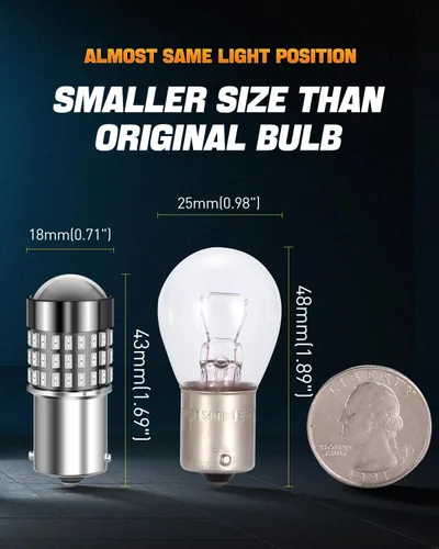 Miniatura 47 de 1156 Bombillas LED Ámbar Amarilla Luz de Señal de Giro 400% de Brillo 1141 1003 7506 Bombillas LED P21W Usadas para Luces Intermitentes Luz Trasera