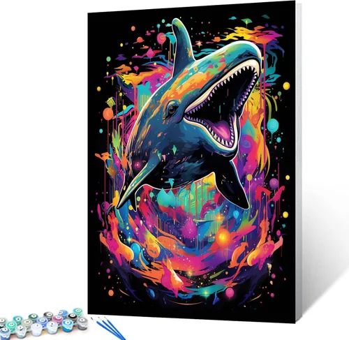 Miniatura 22 de Tucocoo Kits de pintura de búho de graffiti por números con pinceles y pigmento acrílico sobre lienzo para adultos, imagen de estilo colorido