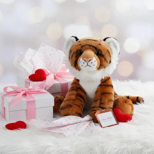 Miniatura 5 de The Petting Zoo Peluche de tigre, regalos para niños, animales salvajes del zoológico Onez, juguete de peluche de tigre de 9 pulgadas