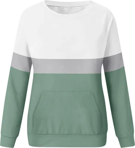Miniatura 4 de Women's Colorblock Sweatshirt with Pocket, Casual Crewneck Pullover Shirts Long Sleeve Fall Tops Trendy Basic Tunic