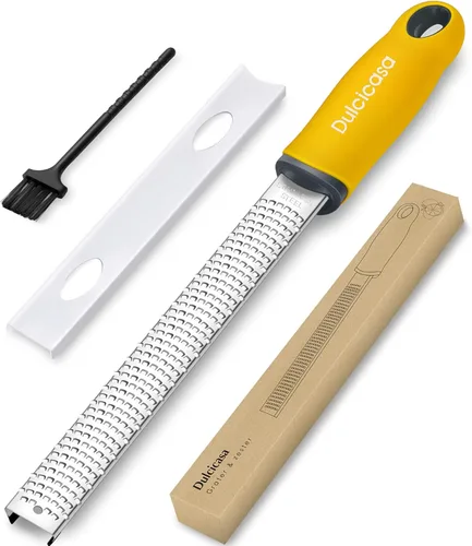 Dulcicasa Rallador y rallador clásico – Zester de limón profesional de cocina para lima, queso, ajo, jengibre, chocolate, verduras, frutas,