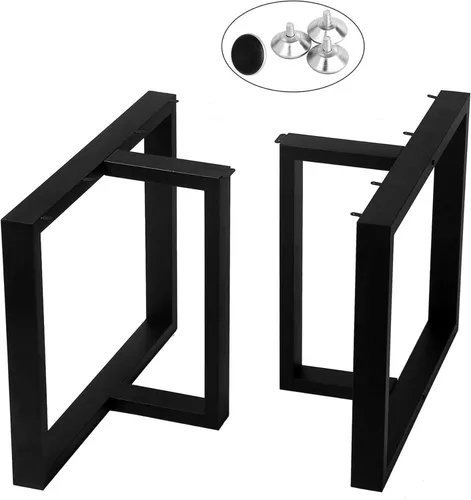 Miniatura 10 de Patas rectangulares industriales de metal de 16 pulgadas de altura, patas de banco de metal para mesa, diseño moderno de mediados de siglo, juego
