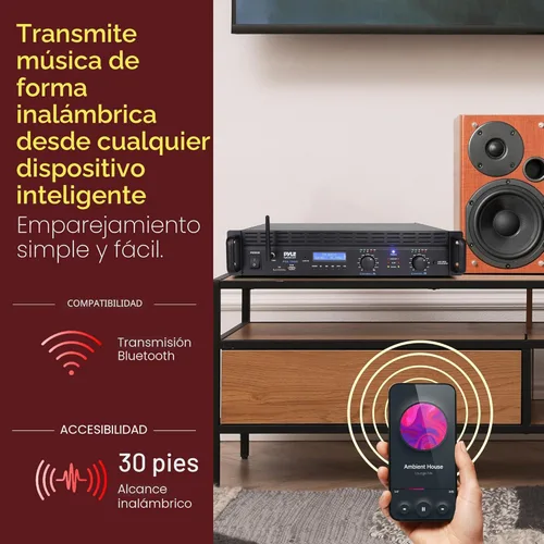 Miniatura 4 de Pyle Amplificador de Potencia Bluetooth de 2 Canales - 2000W Puenteable Montaje en Rack Audio Profesional Sonido Receptor Estéreo Inalámbrico