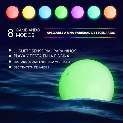 Miniatura 4 de FLAMDYNO Juguetes de piscina - Paquete de 4/8 pelotas de playa que se iluminan para niños con 8 modos de luz, pelotas de juegos de piscina y playa