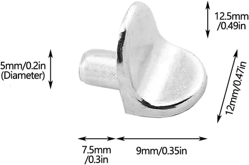 Miniatura 4 de 24 clavijas de soporte para estante, clavijas de soporte de estante de 1/5 pulgadas de diámetro, clips en forma de L de aleación de zinc para cocina