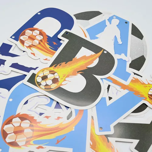 Miniatura 4 de Cartel de feliz cumpleaños, decoración de cumpleaños de fútbol, banderines para decoraciones de fiesta, cumpleaños de niños
