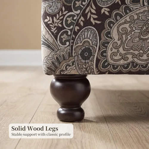Miniatura 4 de Silla decorativa moderna, sillón tapizado de felpilla con patas de madera maciza, diseño floral para sala de estar, dormitorio, sala de lectura
