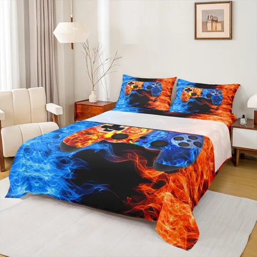 Erosebridal Juego de ropa de cama con estampado de llama para niños y adolescentes, diseño de lobo para decoración de habitación de jugadores, juego