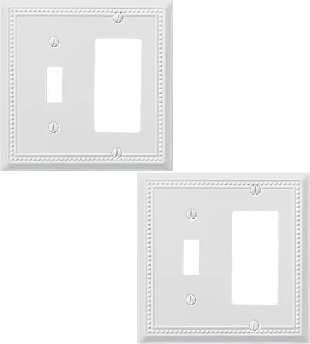 Miniatura 9 de OKAWYC Cubierta de Interruptor de Luz de Tomacorriente Dúplex Individual Belaire de Metal con Cuentas para Pared, Paquete de 4 Latón Antiguo 1 Gang