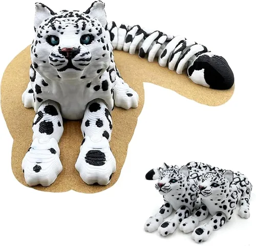 Miniatura 19 de Yipintang Criaturas Impresas en 3D Animales Flexibles - Juego de Animales Fidget de 7 Pulgadas para Decoración de Estantes (Pareja de León Adulto)
