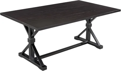 Miniatura 9 de KLMM Juego de mesa de cocina de 6 piezas de madera maciza de mediados de siglo con base de estante con patas cruzadas, 1 banco tapizado y 4 sillas