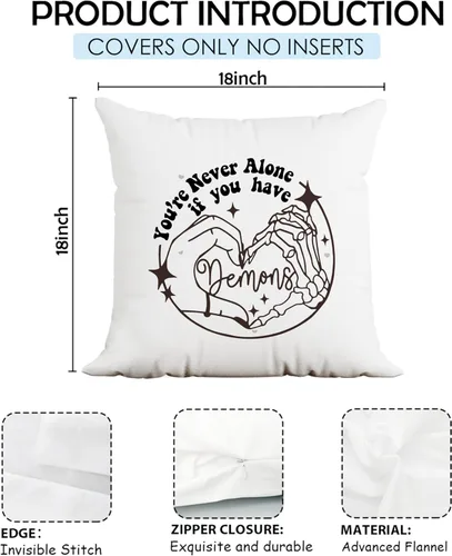 Miniatura 5 de Fundas de almohada góticas de 18 x 18 pulgadas, funda de almohada de mano de esqueleto, decoración de corazón de mano de esqueleto