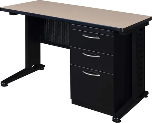 Miniatura 28 de Regency Fusion - Escritorio para profesores de 48 x 24 pulgadas con unidad de cajón de pedestal individual, color cereza