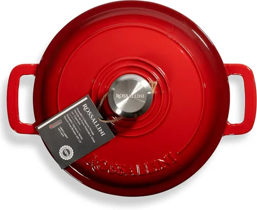 Miniatura 3 de ROSSALLINI Signature - Estofador de hierro fundido esmaltado, olla antiadherente con tapa de ajuste ajustada para asar perfectos, hornear, saltear