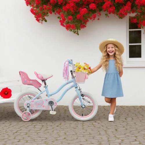 Miniatura 7 de Glerc Petal Girls Bike 12-18 Inch for Ages 2-9, Kids Bike with Training Wheels, Basket & Streamers, Princess Style Kids Bicycle, for Girls