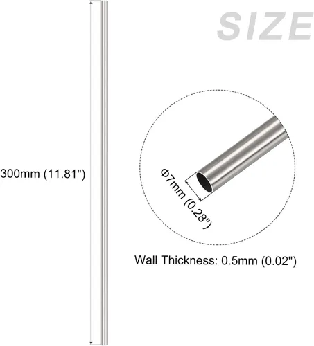 Miniatura 2 de METALLIXITY Tubo de acero inoxidable 304 (0.276 in de diámetro x 0.020 in de pared T x 11.811 in de largo), tubo recto - para muebles del hogar