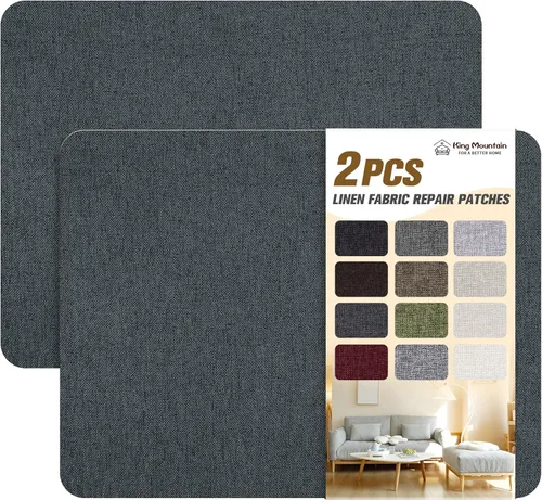 Miniatura 123 de KING MOUNTAIN Parches de reparación de lino fino, tela autoadhesiva, 8 x 11 pulgadas, 2 unidades, multicolor, para sofá de lino (beige)