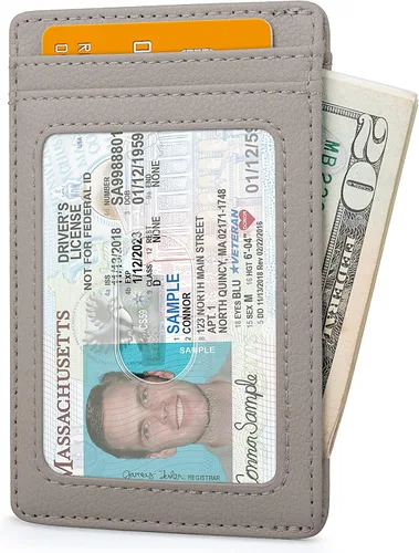 Miniatura 67 de Buffway Billetera delgada para hombre, minimalista con bolsillo frontal delgado, tarjetero de cuero con bloqueo RFID para viajes de trabajo