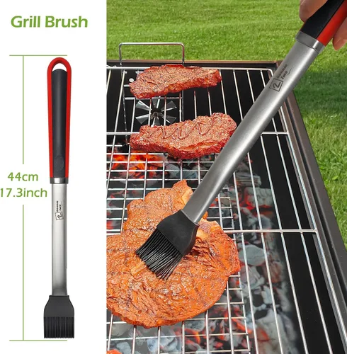 Miniatura 5 de Juego de herramientas de barbacoa de acero inoxidable de 4 piezas, pinzas, tenedor, espátula, cepillo, utensilios para parrilla - Herramientas