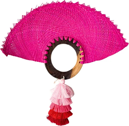 Miniatura 11 de Abanico De Mano - Abanico De Mano - Abanico De Mano - Abanico De Mano - Palma de paja bohemia, recuerdo de boda, decoración de pared, accesorios