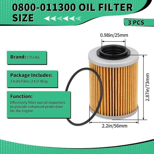 Miniatura 2 de 0800-011300 Filtro de aceite compatible con CFMOTO Cforce Zforce Uforce 1000 950 900 800 600 500 400 ATV/UTV Reemplazo #: 0800-011300-00030
