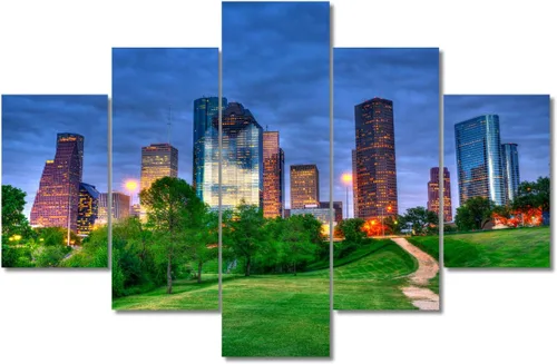 Miniatura 30 de TUMOVO Fotos en lienzo de Estados Unidos, Cincinnati, Ohio, Skyline at Dusk para tu sala de estar, impresiones de paisaje urbano de rascacielos