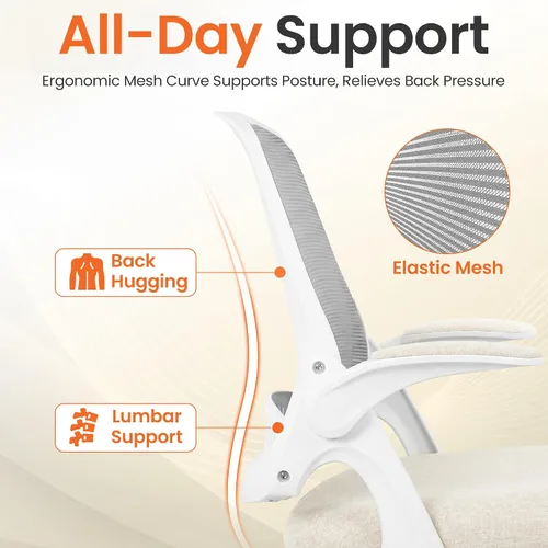 Miniatura 4 de NEO CHAIR Silla de oficina para computadora, silla de escritorio ergonómica para juegos, cómoda malla con brazos abatibles, soporte lumbar, ruedas