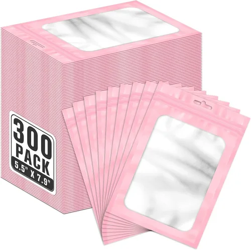 Miniatura 19 de ANZNKU 300 bolsas para bolígrafos, bolsas de Mylar resellables multicolor de 2.7 x 9 pulgadas, bolsas de embalaje con ventana transparente
