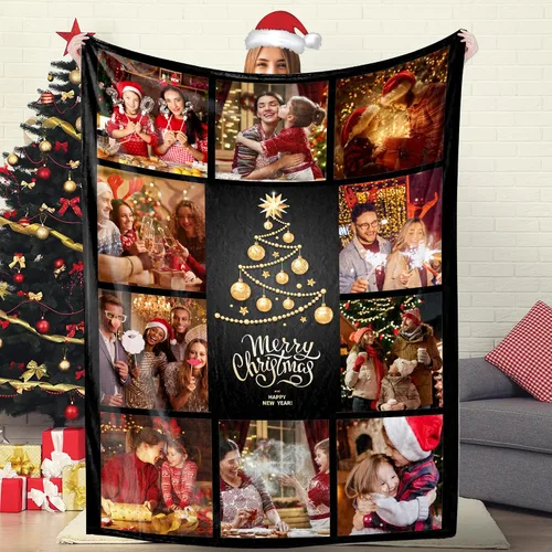 Miniatura 27 de Artsadd Mantas personalizadas con texto fotográfico, mantas de collage personalizadas con mis propias imágenes, fabricadas en Estados Unidos