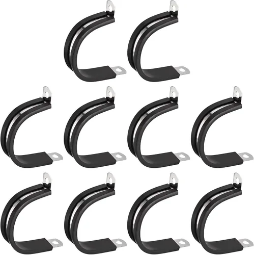 Miniatura 14 de uxcell Abrazadera de cable de 1/2 pulgada (0.472 in) de acero inoxidable 304 Abrazadera aislada acolchada de goma de acero inoxidable en forma de R