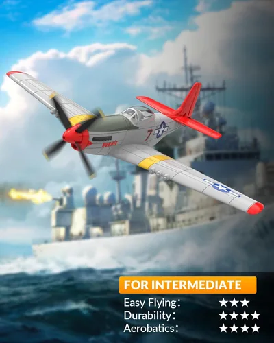 Miniatura 2 de VOLANTEXRC Avión RC, control remoto de 4 canales, avión de combate RTF con giroscopio de 6 ejes, 3 modos y acrobacias aéreas fáciles de volar, avión