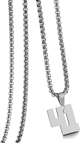 Miniatura 100 de Collar de Número Dorado para Hombre, Cadena de Acero Inoxidable con Colgante de Número para Atletas, Joyería Deportiva Personalizada para Niños