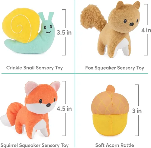 Miniatura 6 de Baby GUND Play Soft My Woodland Friends - Juego de Peluche de 5 Piezas con Sonajero, Chirriador y Juguetes de Peluche Arrugados, Juguete Sensorial