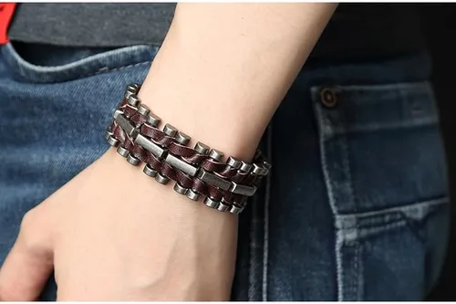 Miniatura 5 de PINKPIN Pulseras de cuero para hombres y mujeres, pulsera ajustable de cuero unisex