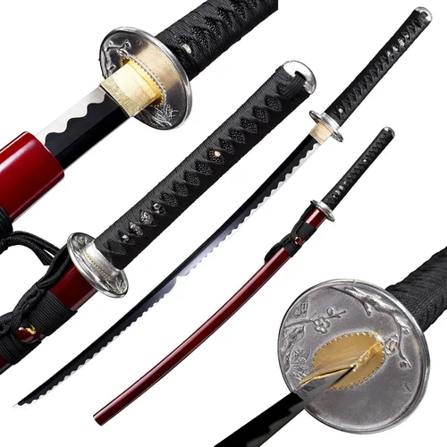 Miniatura 10 de Fidestisan Estilo Monte Fuji 2.21IB 101 cm Espada Samurai Katana Japonesa Real de Acero de Primavera 1065 Hoja con Hamon Artificial, Tang Completo